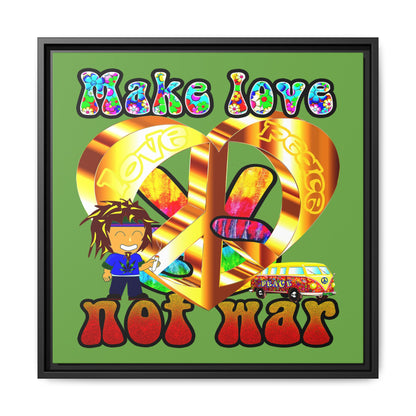 love peace - framed canvas art (green)