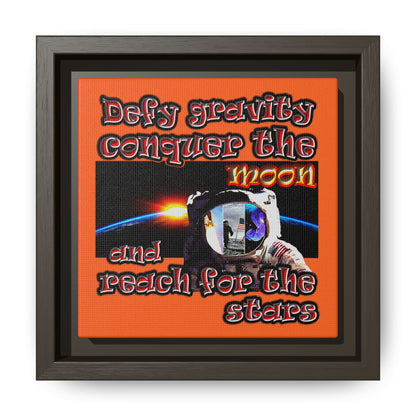 defy conquer reach - framed canvas art (orange)