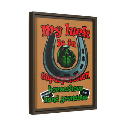 my luck - framed canvas art (light brown)