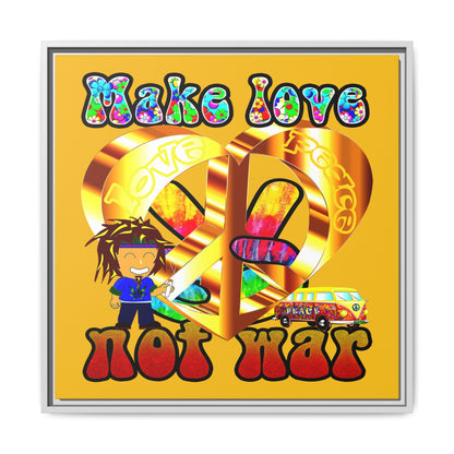 love peace - framed canvas art (yellow)