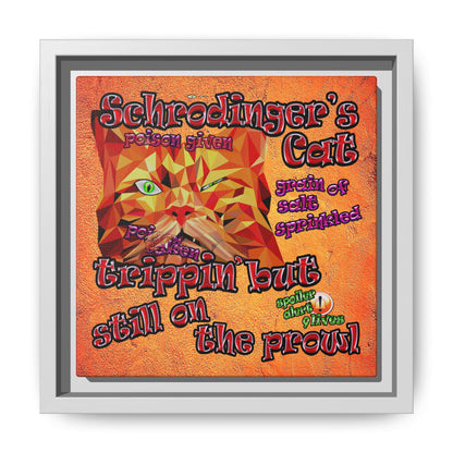 schrodinger's cat - framed canvas art (burnt orange)