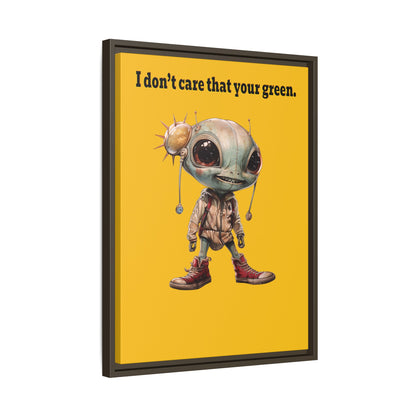 I don't care that your green - framed canvas art (yellow)