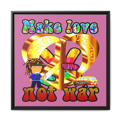 love peace - framed canvas art (light pink)