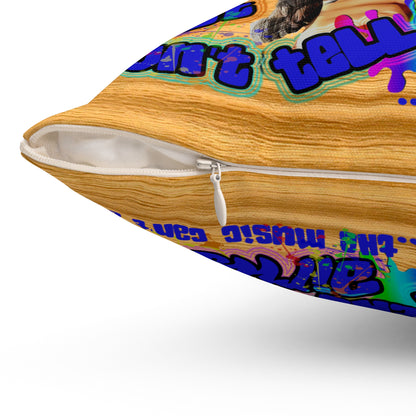 drop the beat - Spun Polyester Square Pillow - (butterscotch wood finish)
