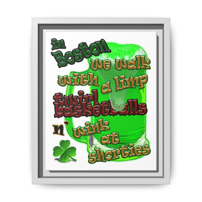 celtics logo - framed canvas art (white)