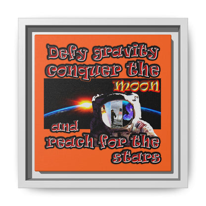 defy conquer reach - framed canvas art (orange)
