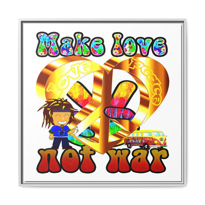 love peace - framed canvas art (white)