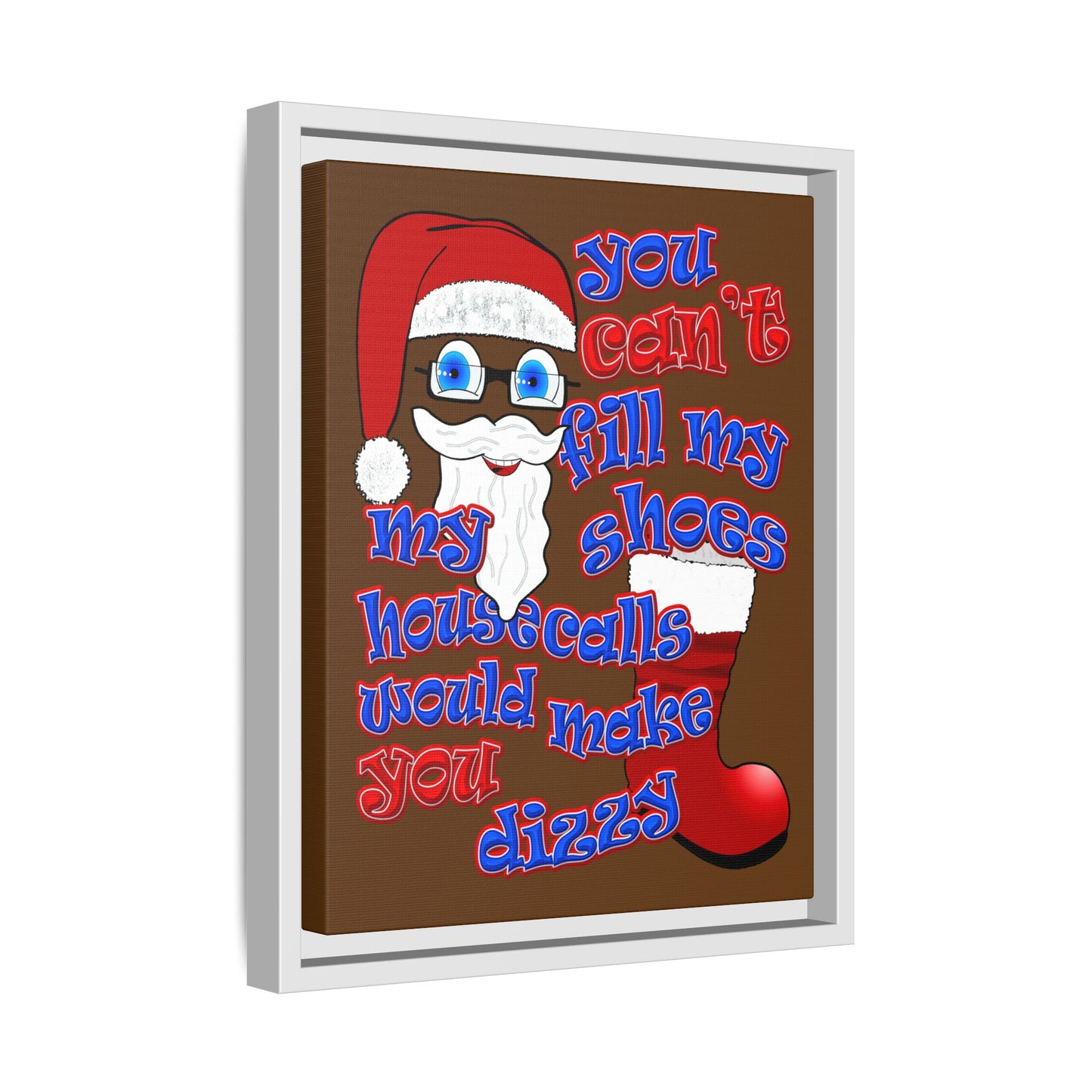 santa's shoes - framed canvas art (brown)