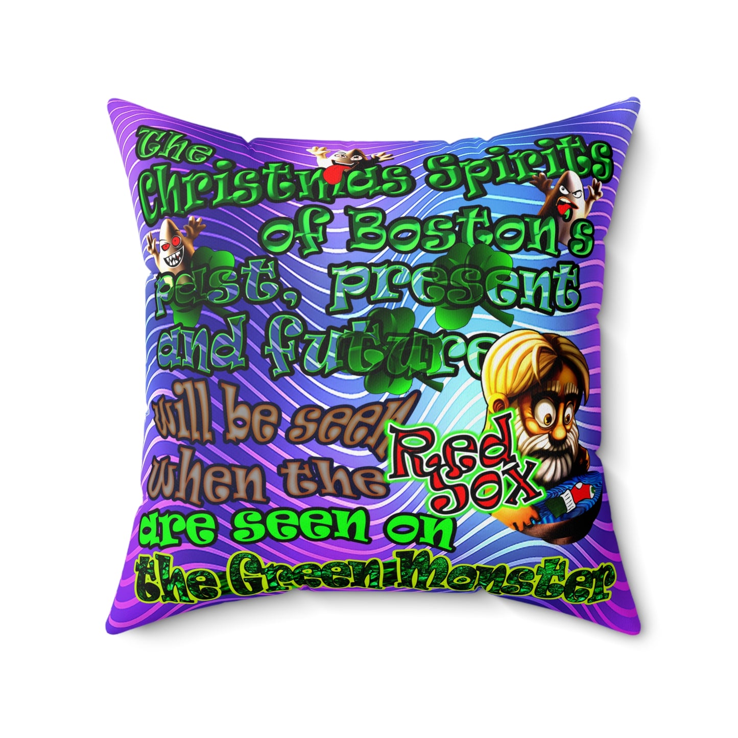 christmas spirits of boston - Spun Polyester Square Pillow - (purple wave)