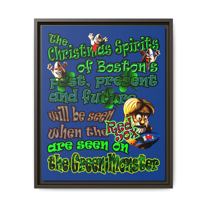 christmas spirits of boston - framed canvas art (dark blue)
