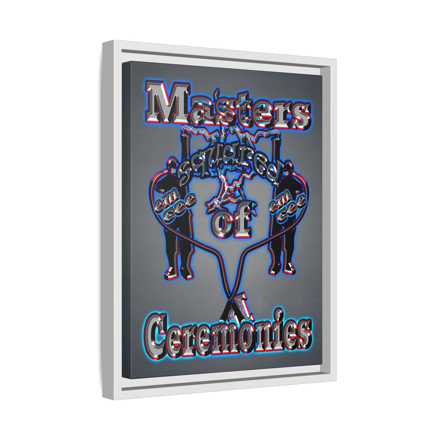 em cee squared - framed canvas art (grey-light grey)