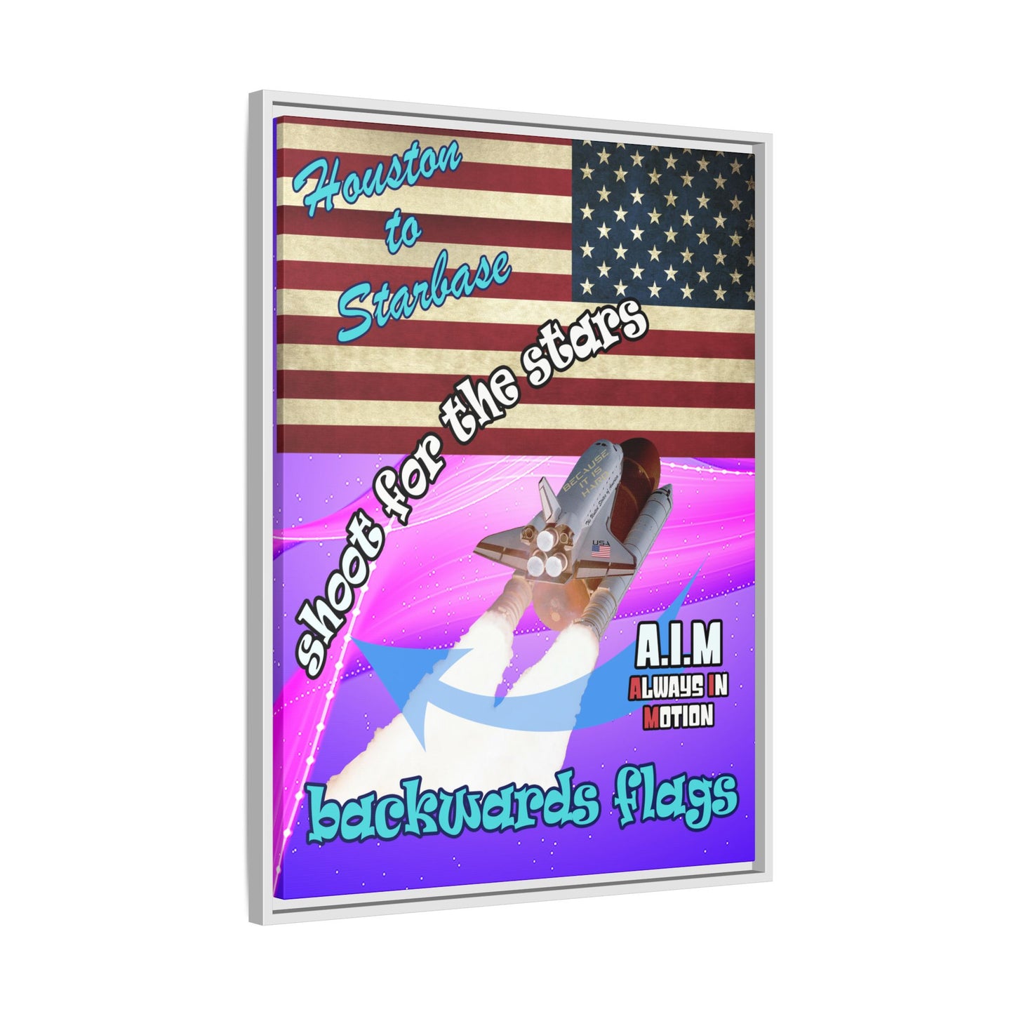 shoot for the stars - framed canvas art (purple-pink wave)