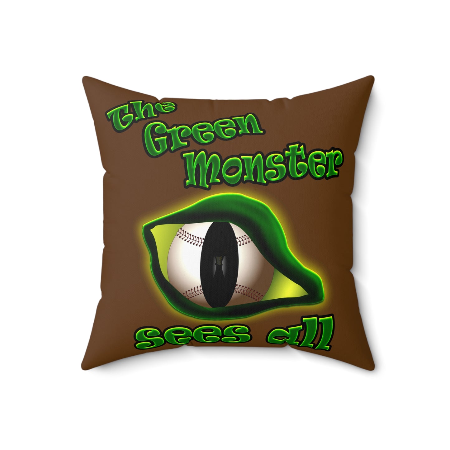 green monster - Spun Polyester Square Pillow - (brown)