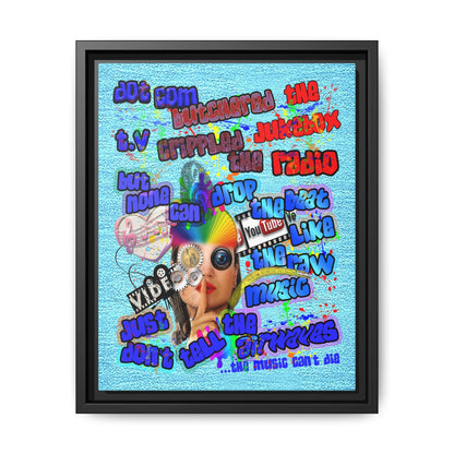 drop the beat - framed canvas art (faded blue)