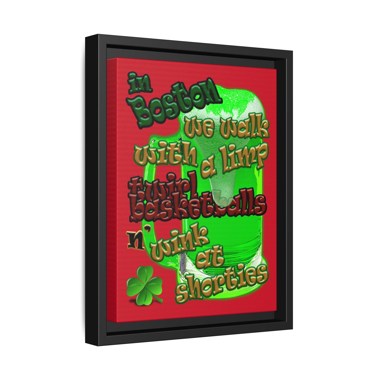 celtics logo - framed canvas art (dark red)