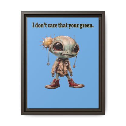 I don't care that your green - framed canvas art (light blue)