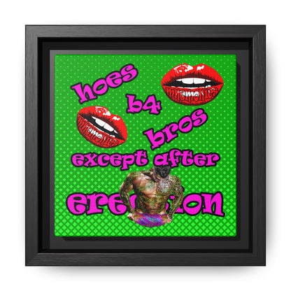 hoes b4 bros - framed canvas art (logo green)