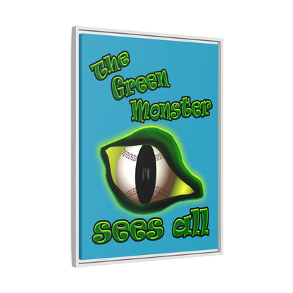 green monster - framed canvas art (turquoise)