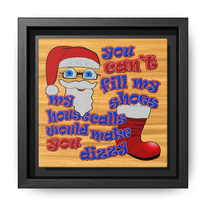 santa's shoes - framed canvas art (butterscotch wood finish)