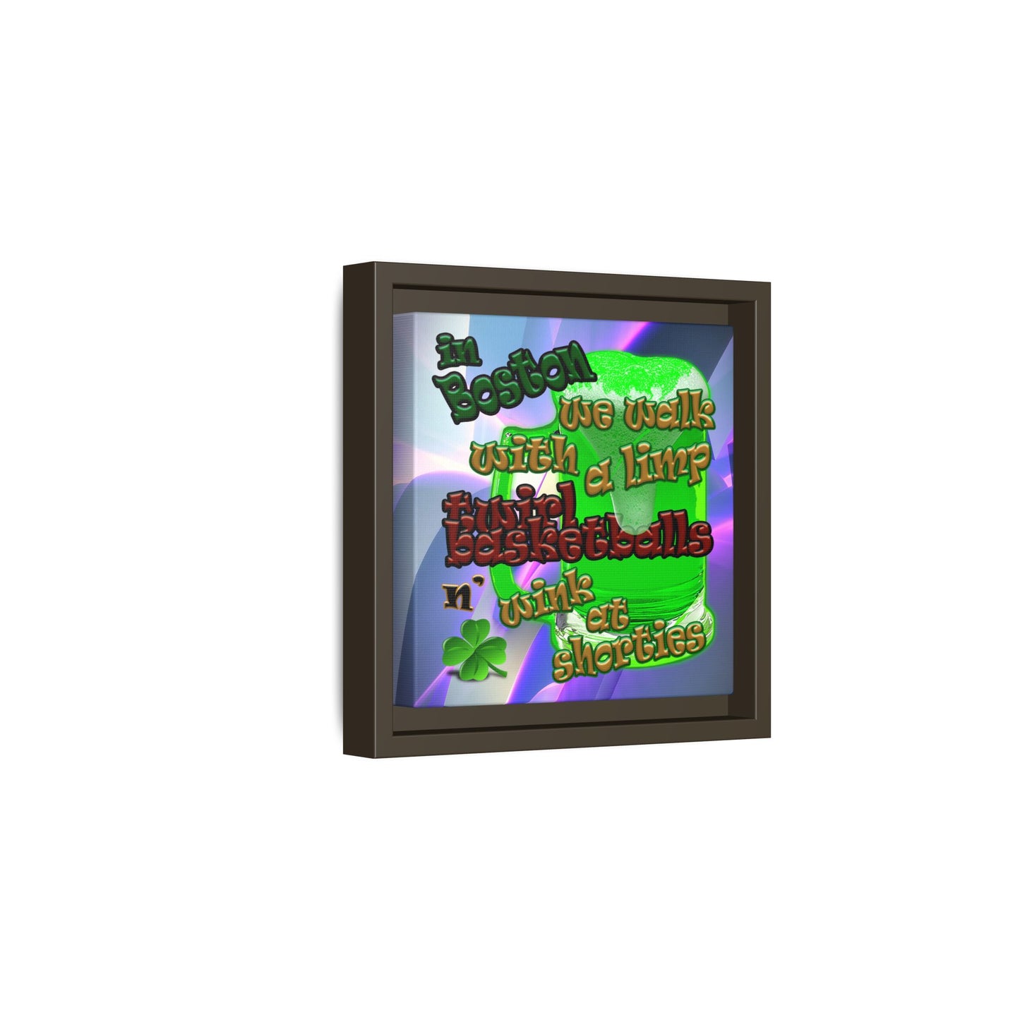celtics logo - framed canvas art (grey-pink wave)