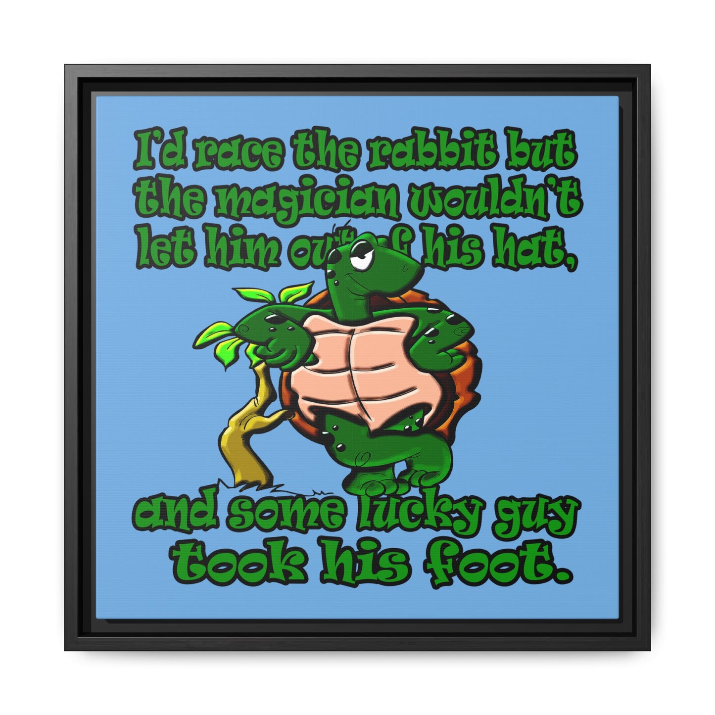 turtle race - framed canvas art (light blue)