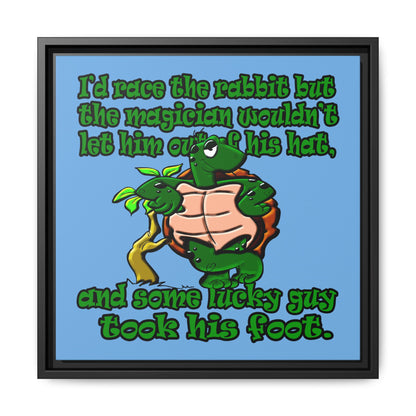 turtle race - framed canvas art (light blue)