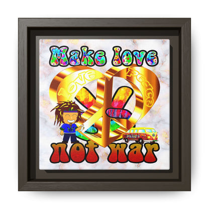 love peace - framed canvas art (white marble)
