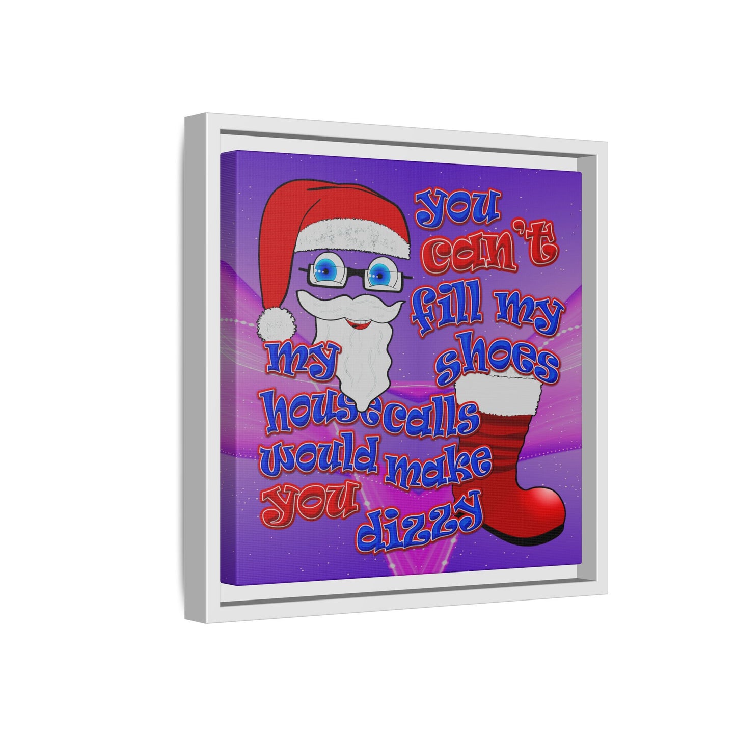 santa's shoes - framed canvas art (purple-pink wave)