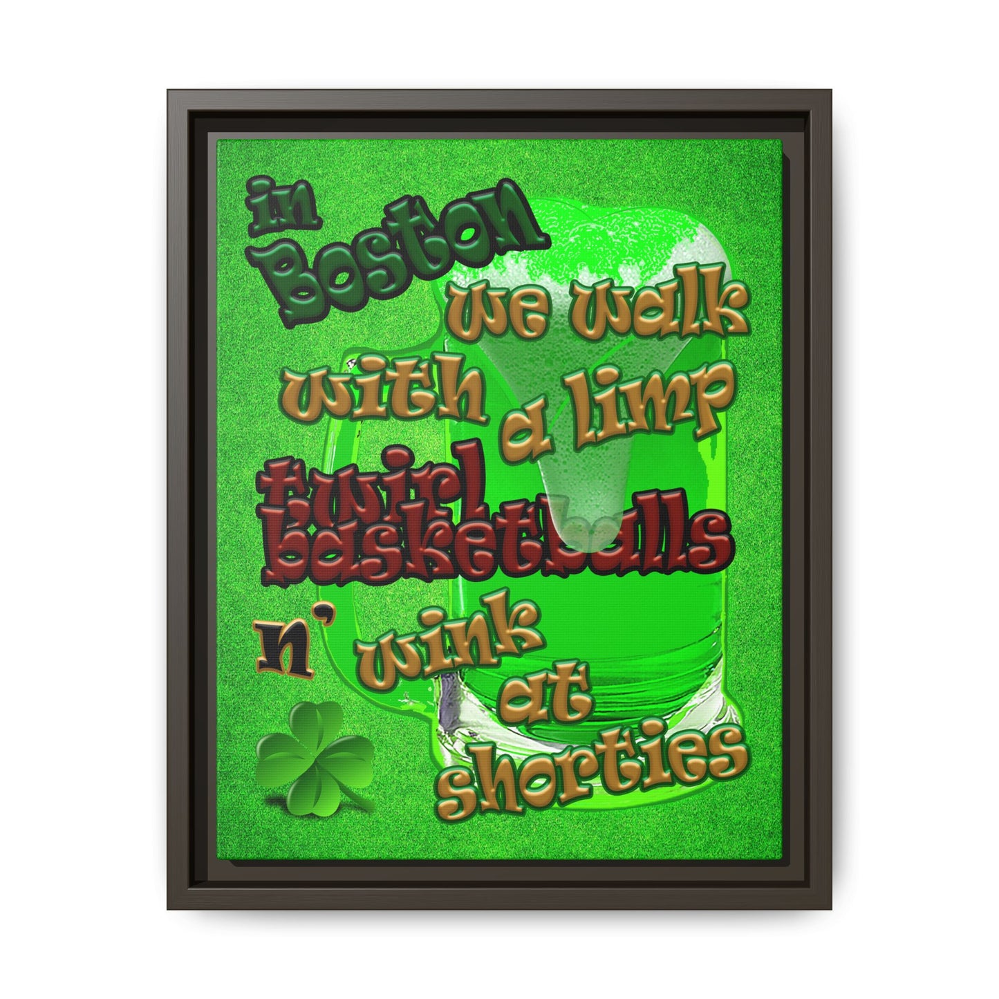celtics logo - framed canvas art (green turf)