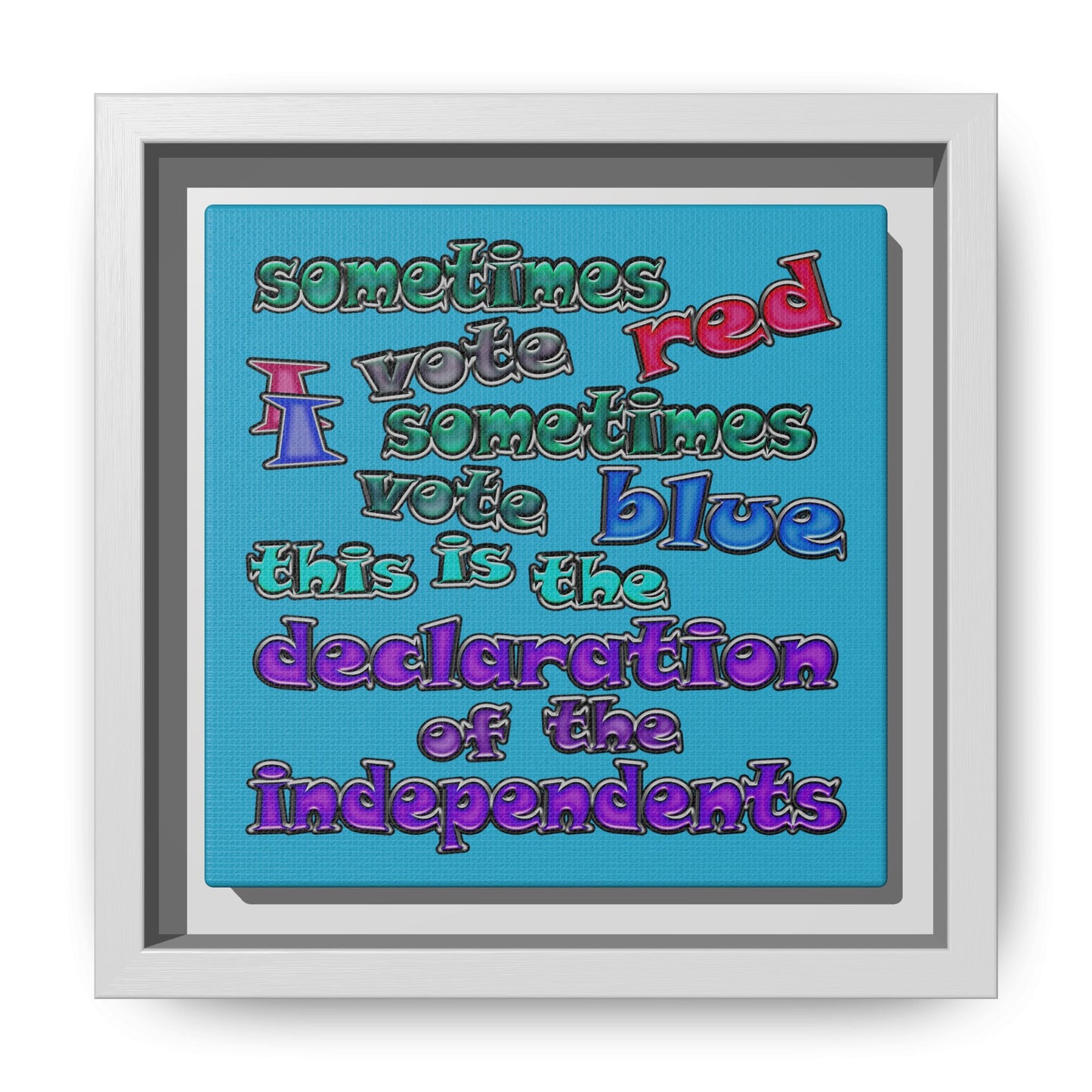 declaration of the independents - framed canvas art (turquoise)