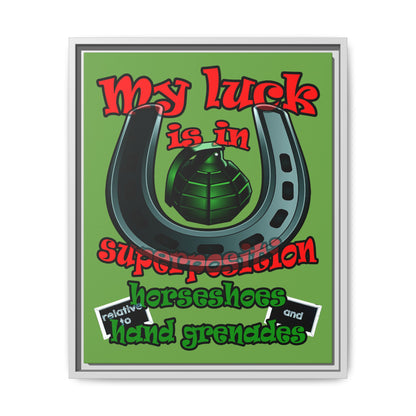 my luck - framed canvas art (green)
