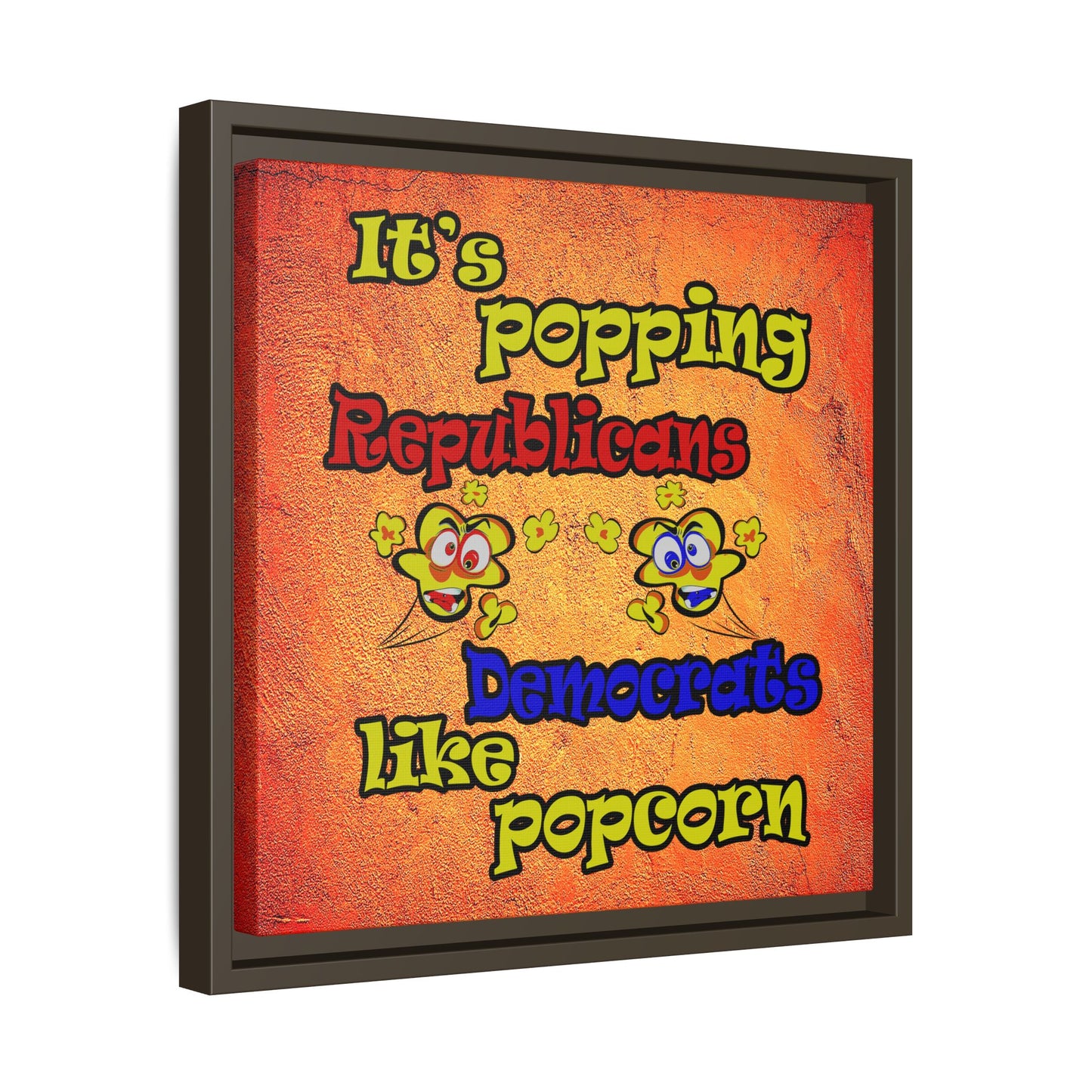 popping like popcorn - framed canvas art (burnt orange)
