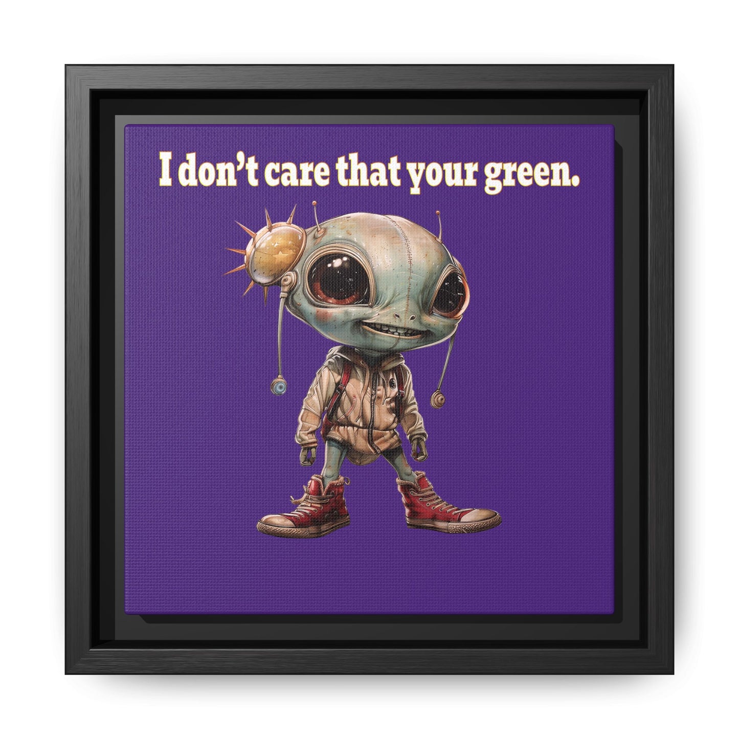 I don't care that your green - framed canvas art (purple)