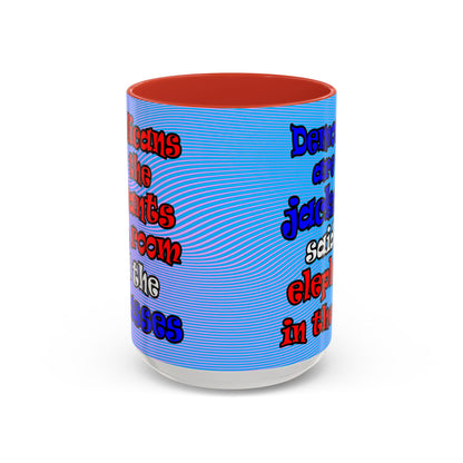 donkeys and elephants - Accent Mug (light blue-purple wave)