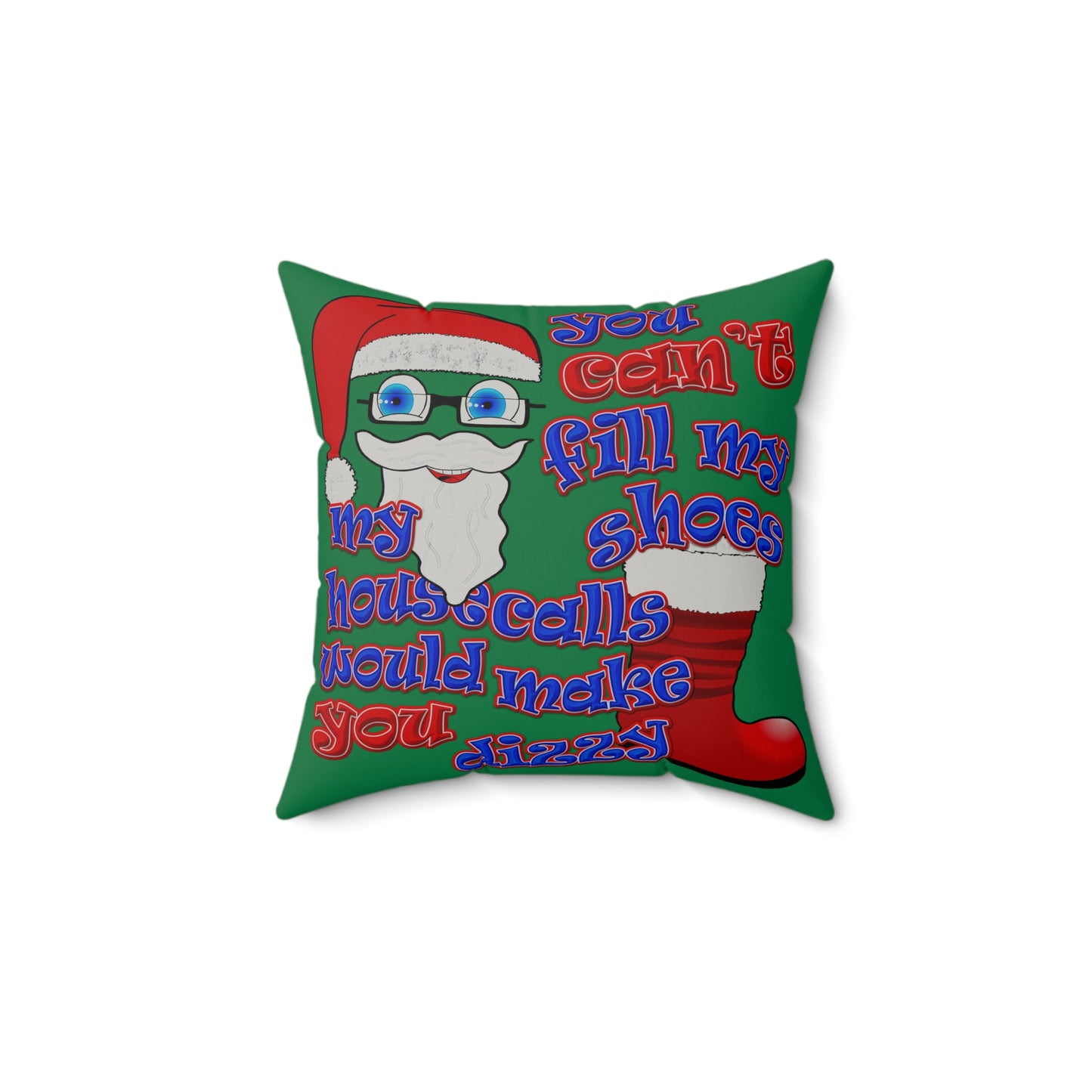 santa's shoes - Faux Suede Square Pillow - (dark green)