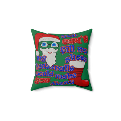 santa's shoes - Faux Suede Square Pillow - (dark green)