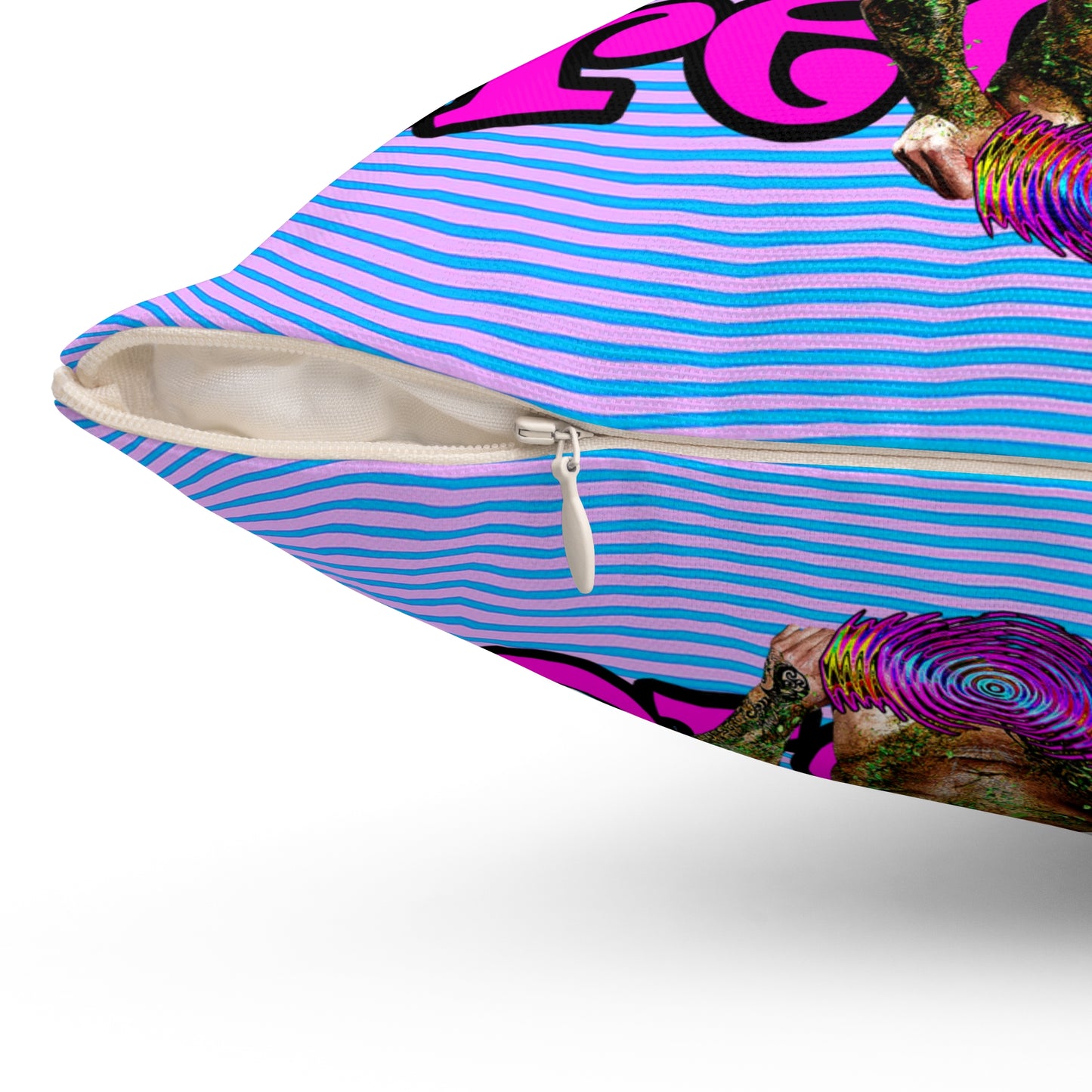 hoes b4 bros - Spun Polyester Square Pillow - (light blue-purple wave)