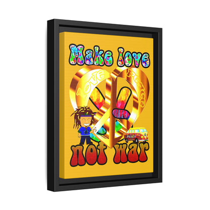 love peace - framed canvas art (yellow)