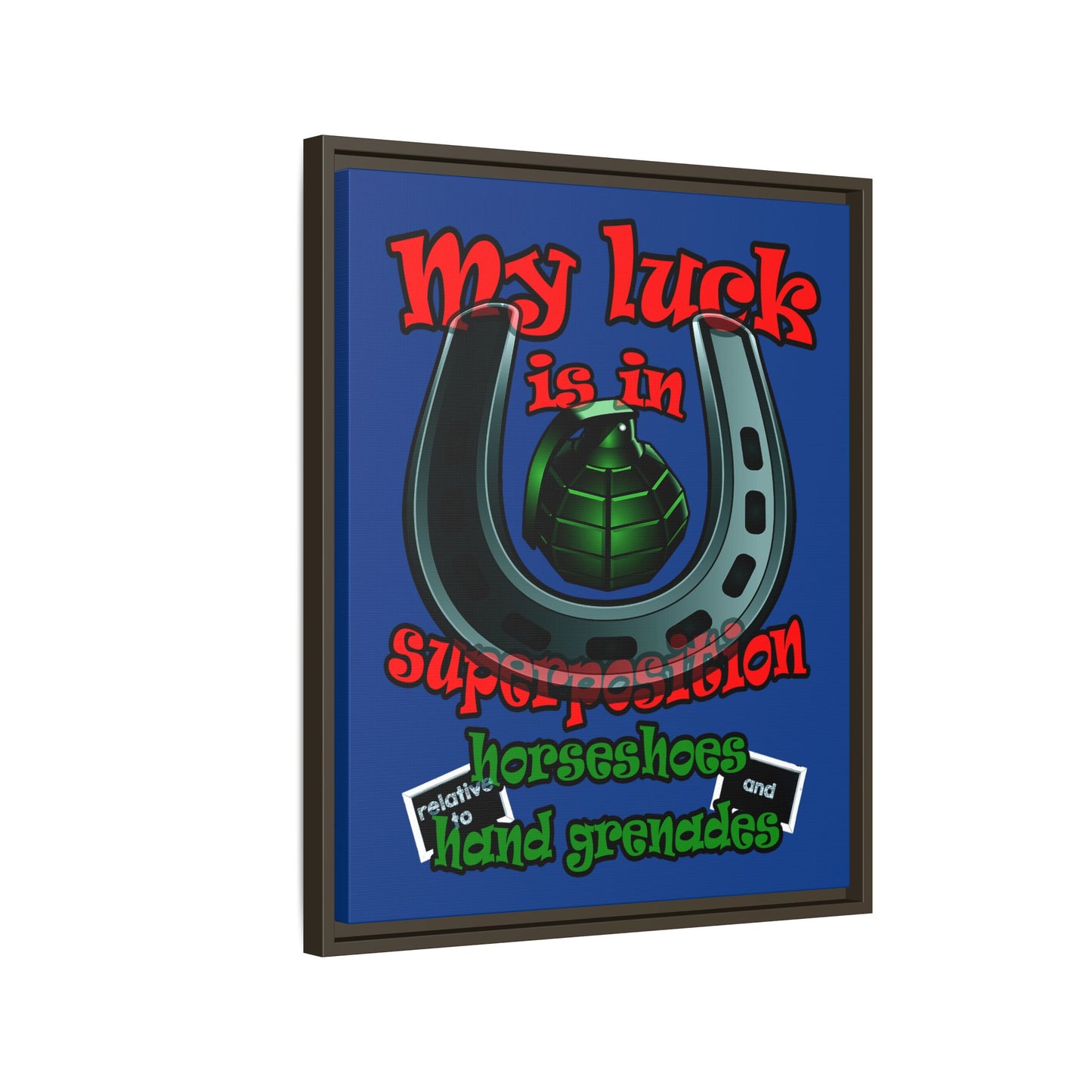 my luck - framed canvas art (dark blue)