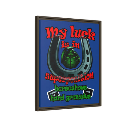 my luck - framed canvas art (dark blue)