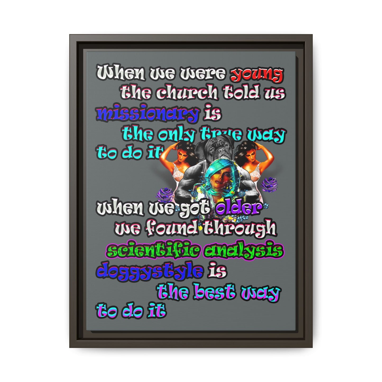 doggystyle - framed canvas art (dark grey)