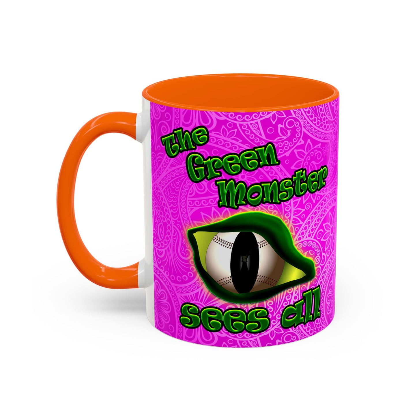 green monster - Accent Mug (pink swirl)