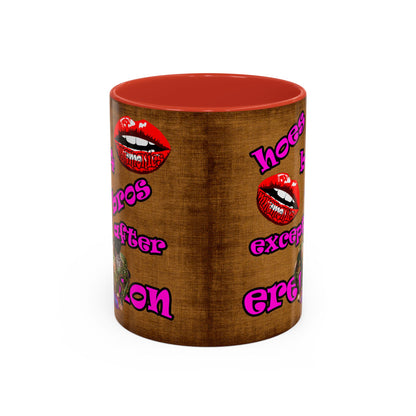 hoes b4 bros - Accent Mug (brown papyrus)