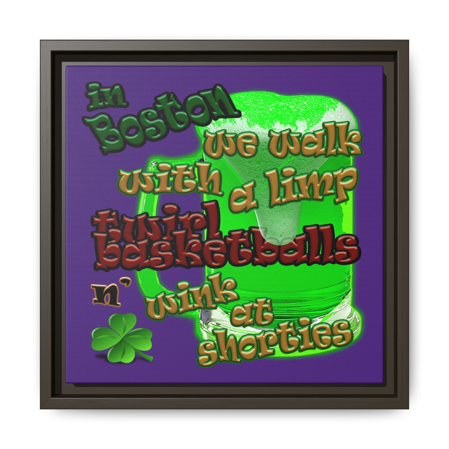 celtics logo - framed canvas art (purple)