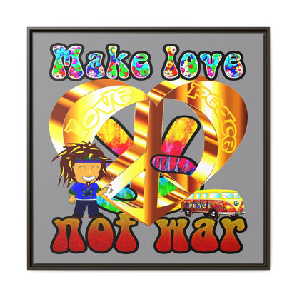 love peace - framed canvas art (grey)