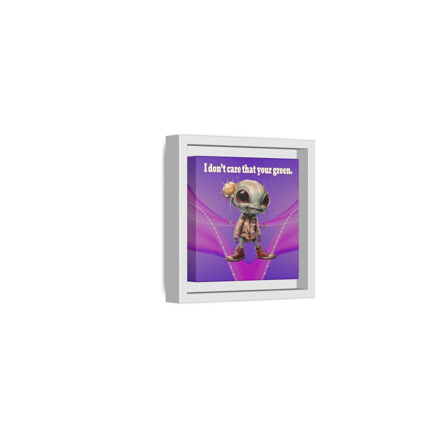 I don't care that your green - framed canvas art (purple-pink wave)