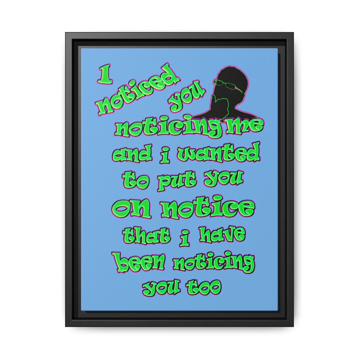 noticed you noticing - framed canvas art (light blue)