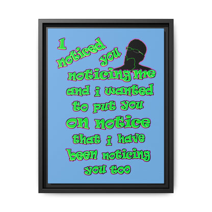 noticed you noticing - framed canvas art (light blue)
