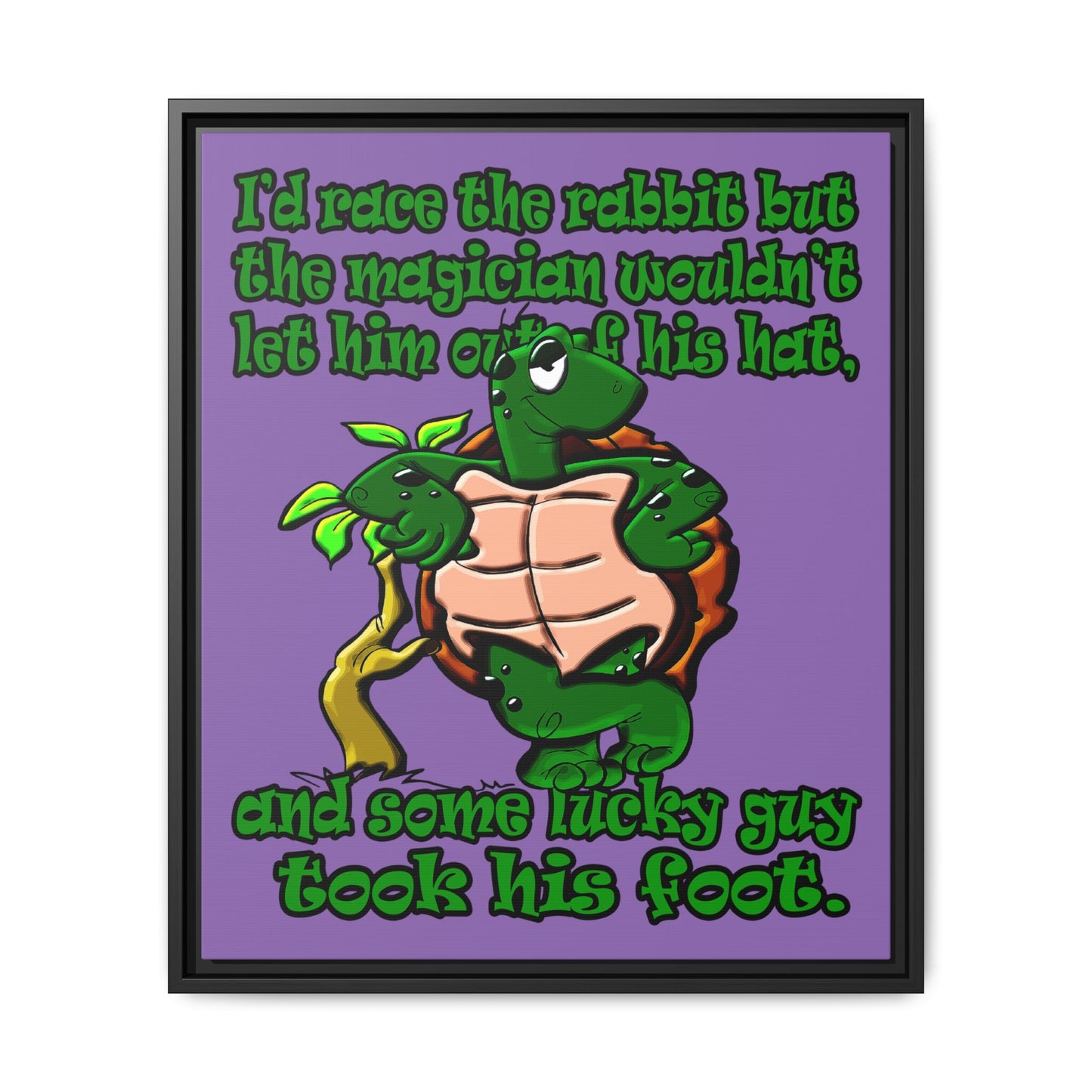 turtle race - framed canvas art (light purple)