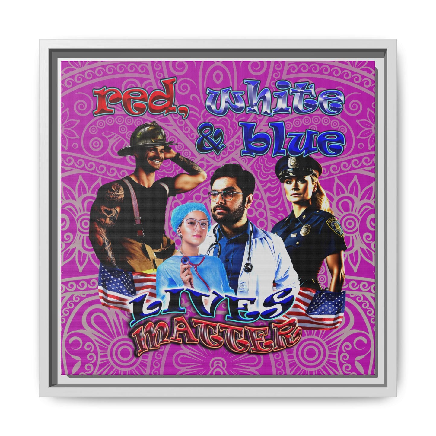 rw&b lives matter - framed canvas art (pink swirl)